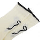 2-Pack Bow Pattern Crew Socks with Scalloped Trim and Contrast Details