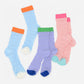 Women's Textured Knit Crew Socks with Color Block Cuffs and Toe Accents