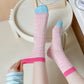 Women's Textured Knit Crew Socks with Color Block Cuffs and Toe Accents