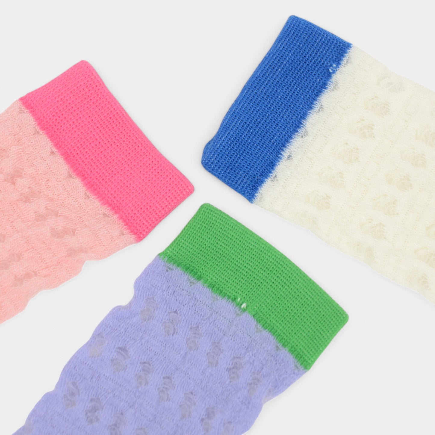 Women's Textured Knit Crew Socks with Color Block Cuffs and Toe Accents