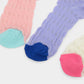 Women's Textured Knit Crew Socks with Color Block Cuffs and Toe Accents