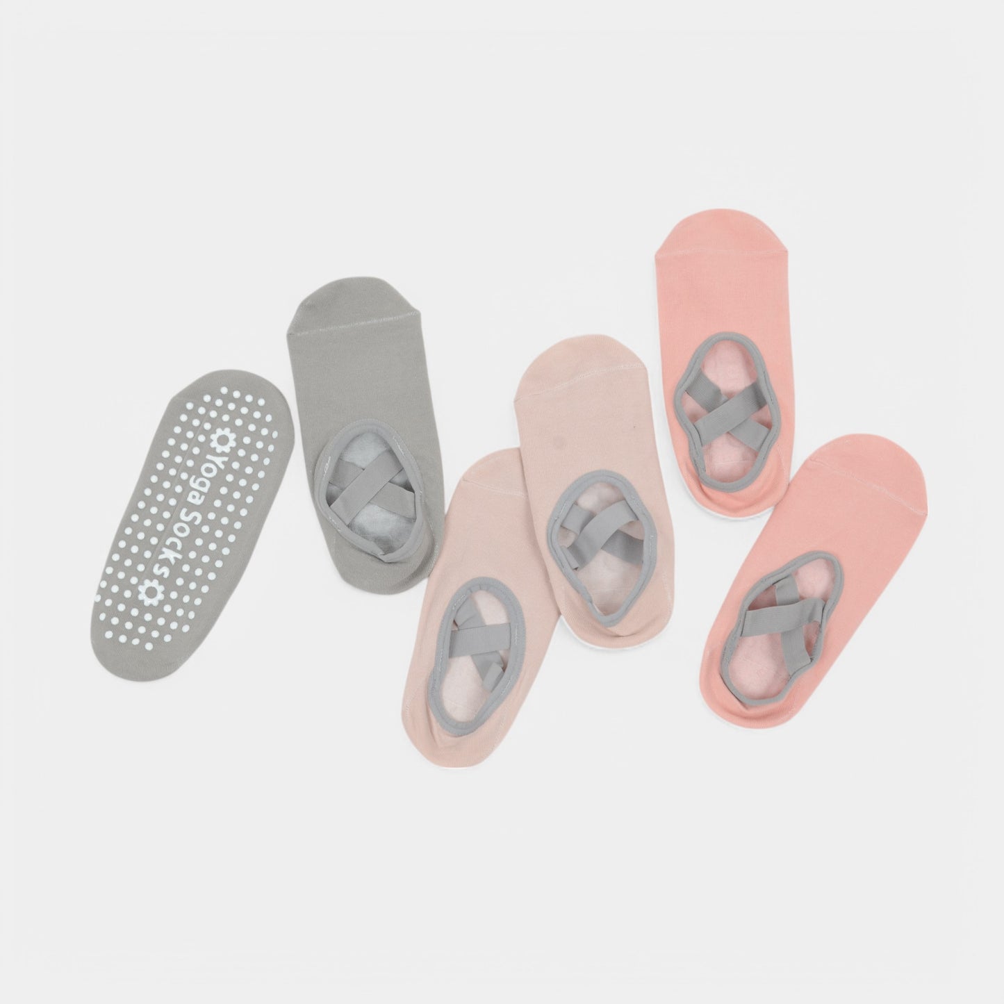 Active Women's Non-Slip Ballet Grip Socks with Crisscross Elastic Straps