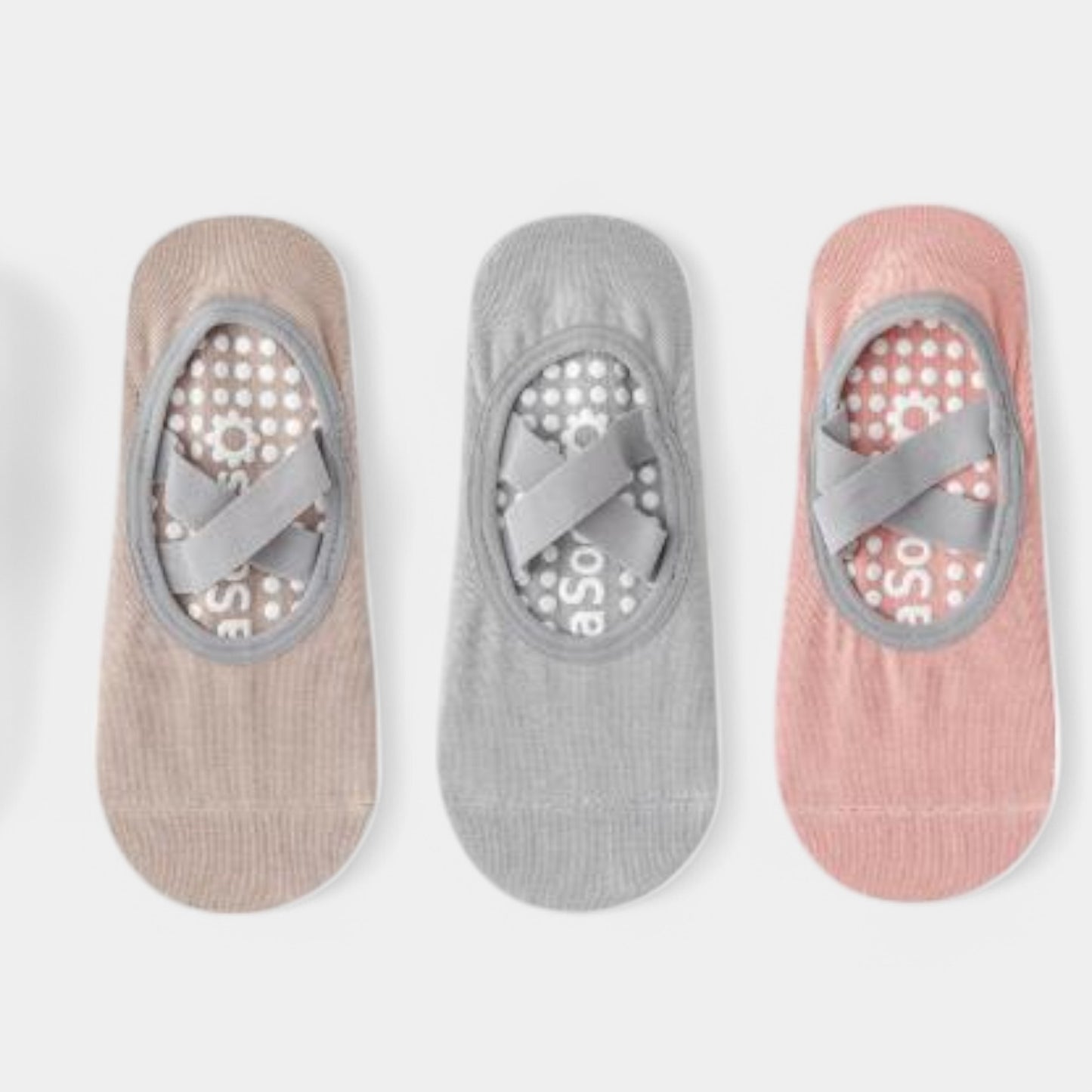 Active Women's Non-Slip Ballet Grip Socks with Crisscross Elastic Straps