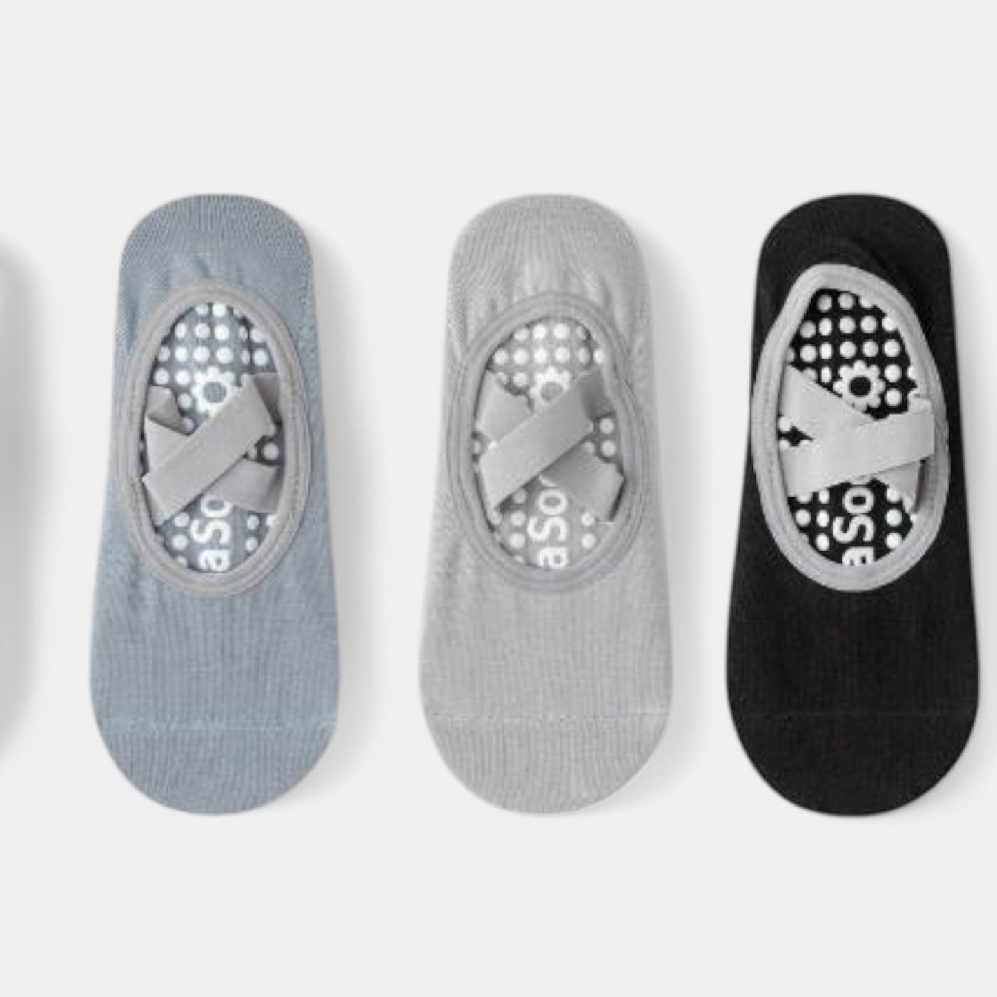 Active Women's Non-Slip Ballet Grip Socks with Crisscross Elastic Straps