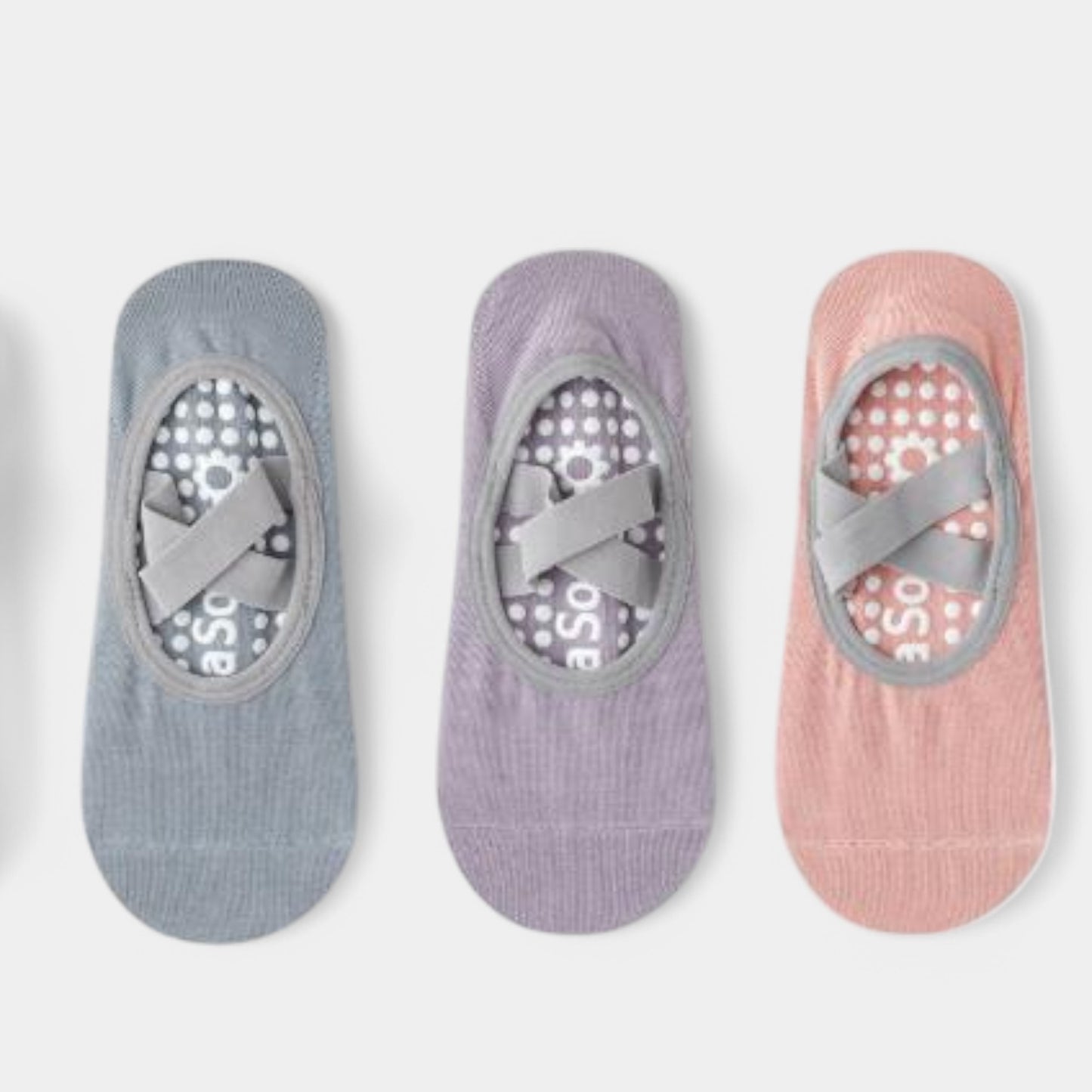 Active Women's Non-Slip Ballet Grip Socks with Crisscross Elastic Straps