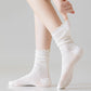 Women's Delicate Lace Knit Crew Socks with Subtle Textured Patterns