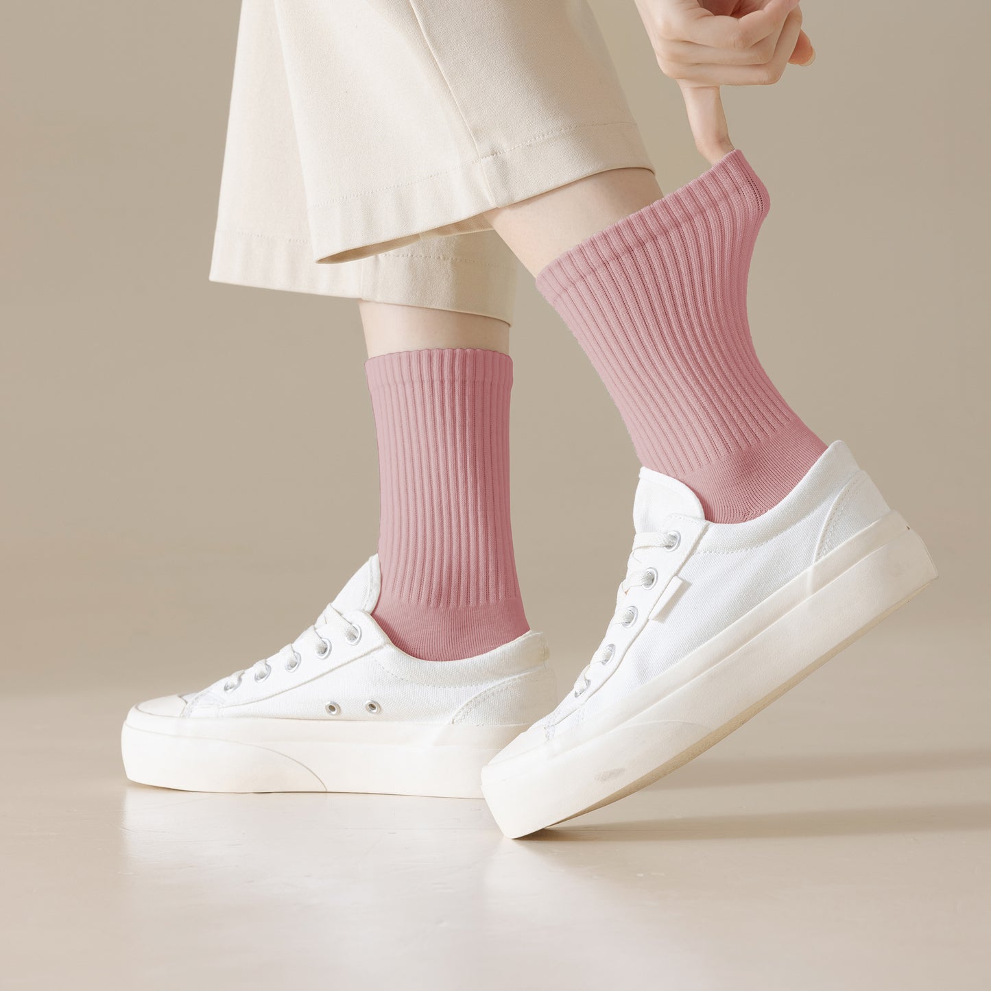 Women's Four seasons Dopamine Style Socks Solid Color for Stability and Comfort 2Pairs- One Size Fits Most,