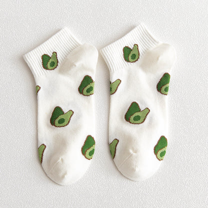 Women's Avocado Ankle Socks Non Slip Cotton for Casual Stability and Comfort 2 Pairs - One Size Fits Most