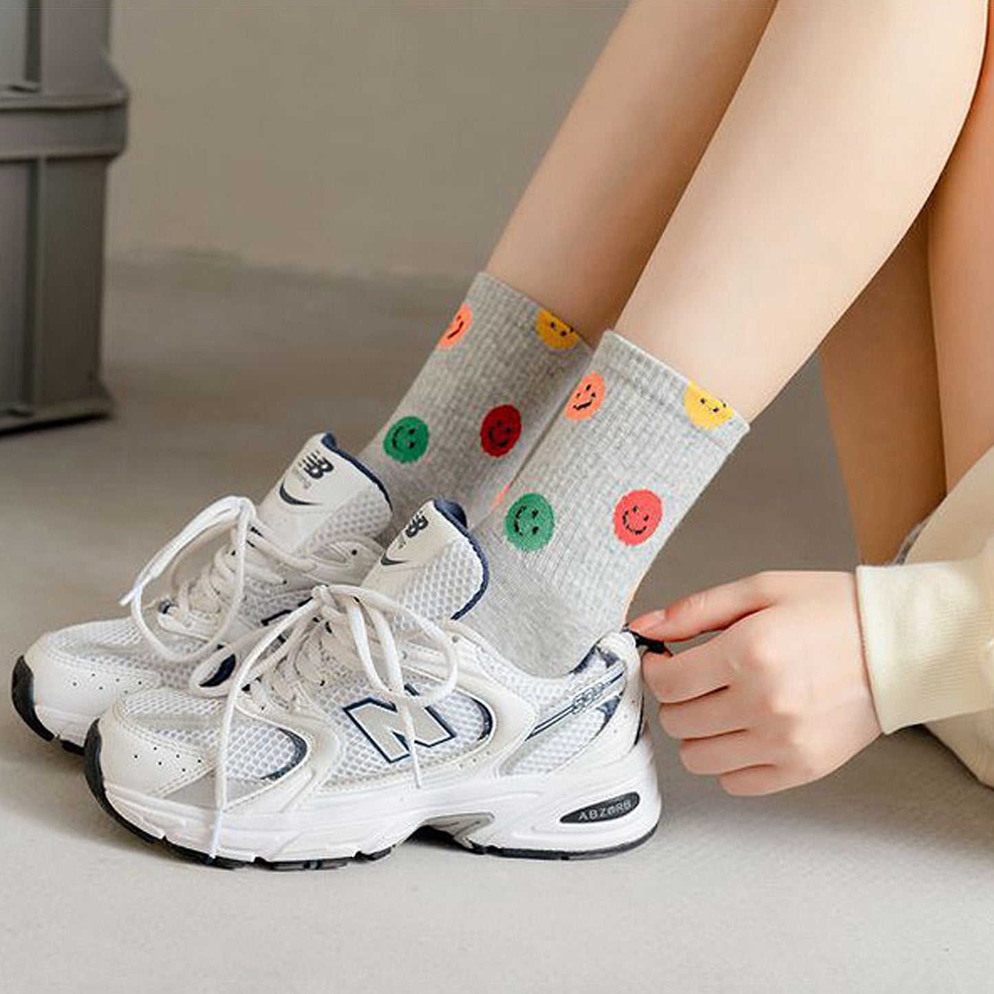 Women's Smile Face Low Cut Socks Non Slip Cotton for Casual Stability and Comfort 2 Pairs - One Size Fits Most