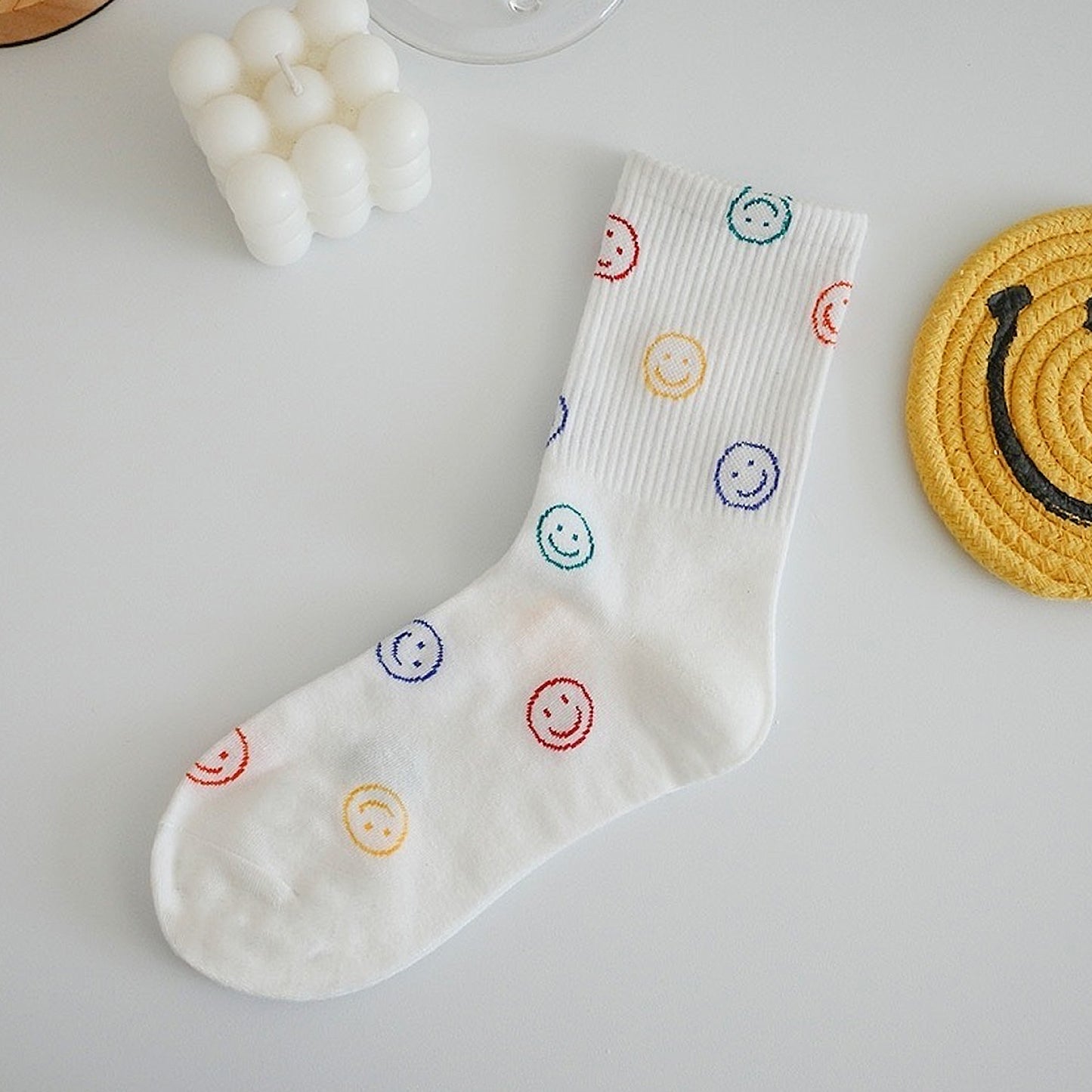 Women's Smile Face Low Cut Socks Non Slip Cotton for Casual Stability and Comfort 2 Pairs - One Size Fits Most