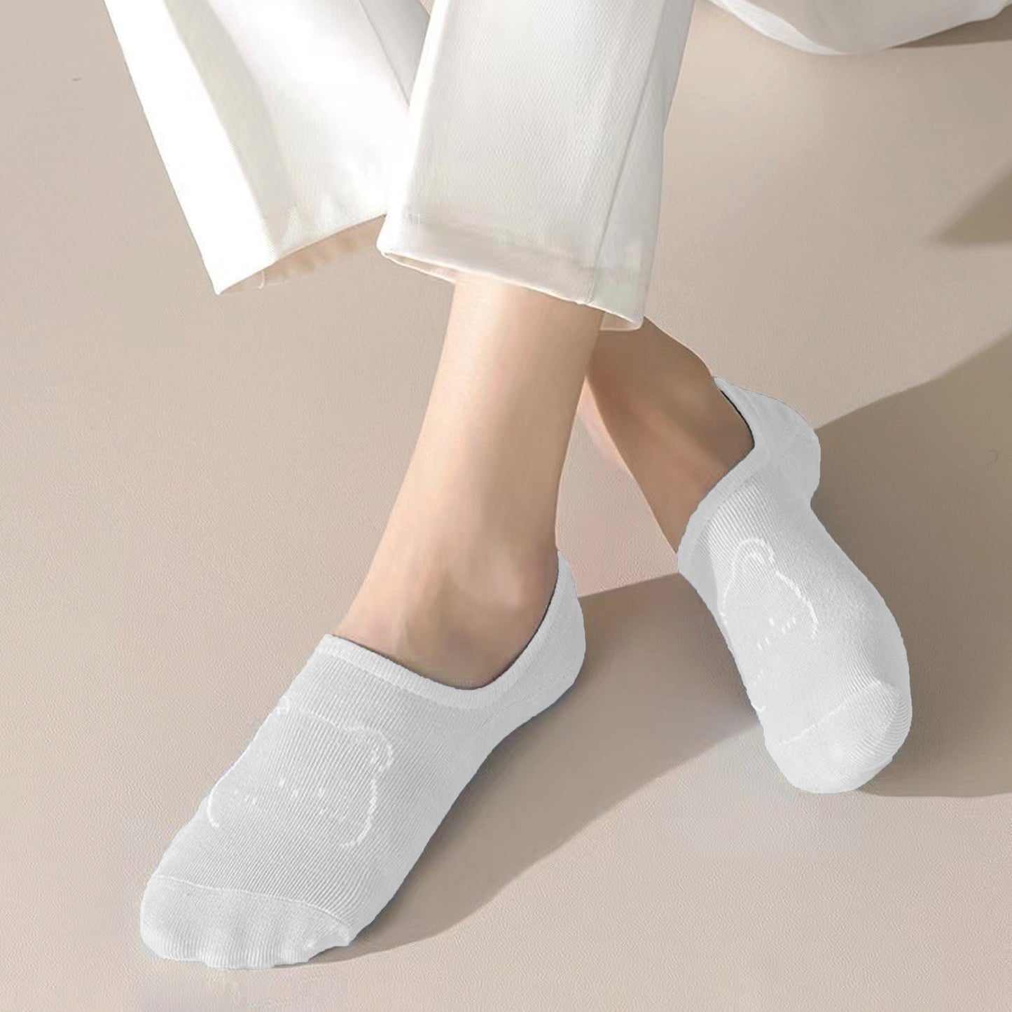 Non-slip No Show Socks 6pk Invisible Liner Adorable Bear