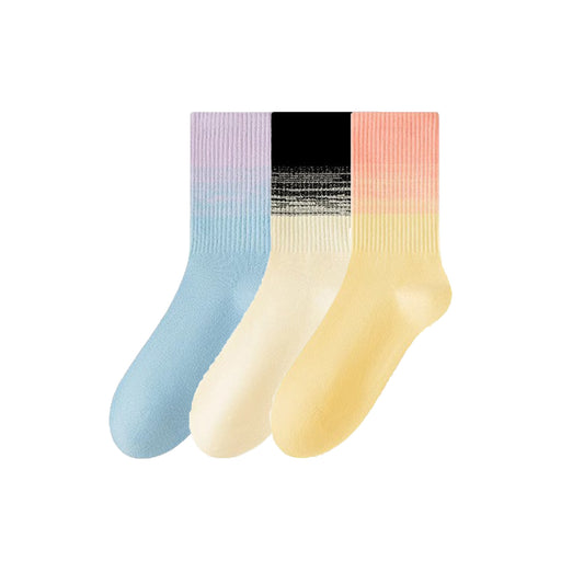 Women's Gradient Crew Socks 3-Pack Soft Stretch Knit Comfortable Stylish Everyday Wear