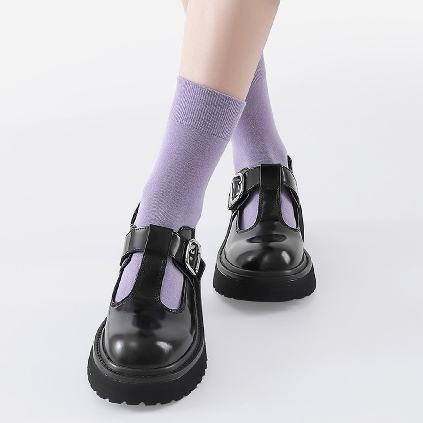 Women's Solid Crew Socks 2-Pack Soft Stretch Knit Comfortable Lightweight Everyday Fit