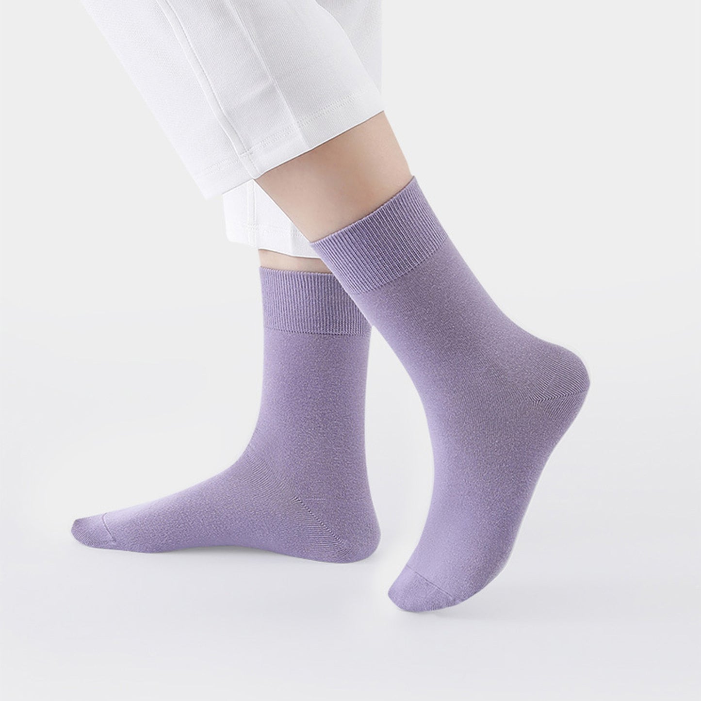 Women's Solid Crew Socks 2-Pack Soft Stretch Knit Comfortable Lightweight Everyday Fit