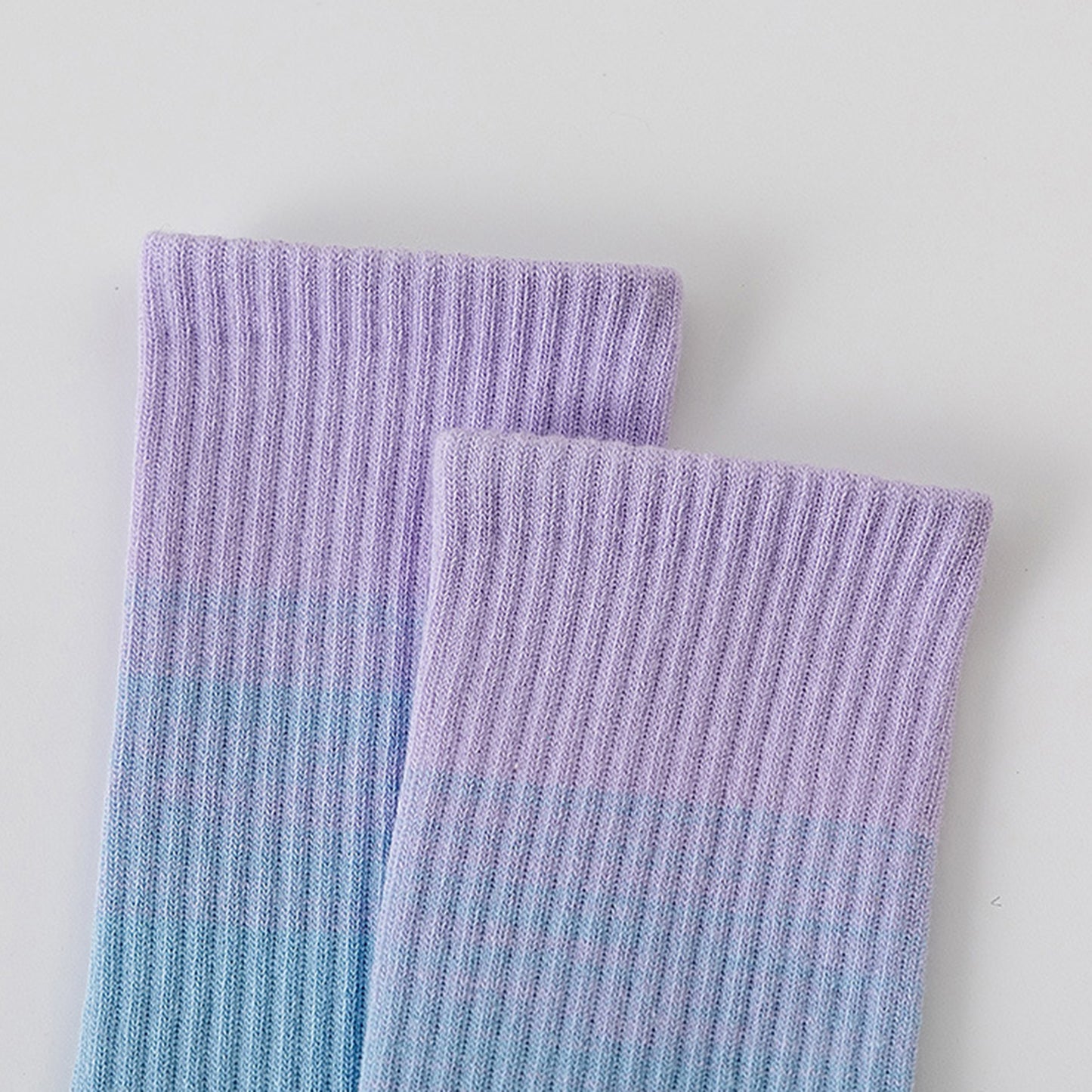 Women's Gradient Ribbed Crew Socks with Non-Slip Grip Bottom for Indoor or Studio Use