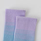 Women's Gradient Ribbed Crew Socks with Non-Slip Grip Bottom for Indoor or Studio Use