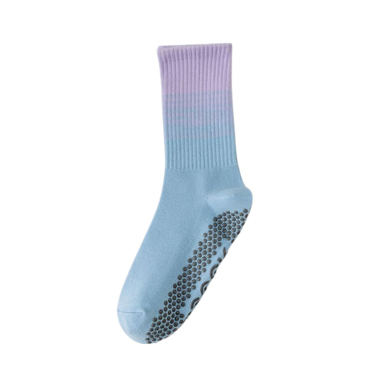 Women's Gradient Ribbed Crew Socks with Non-Slip Grip Bottom for Indoor or Studio Use