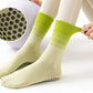 Women's Gradient Ribbed Crew Socks with Non-Slip Grip Bottom for Indoor or Studio Use