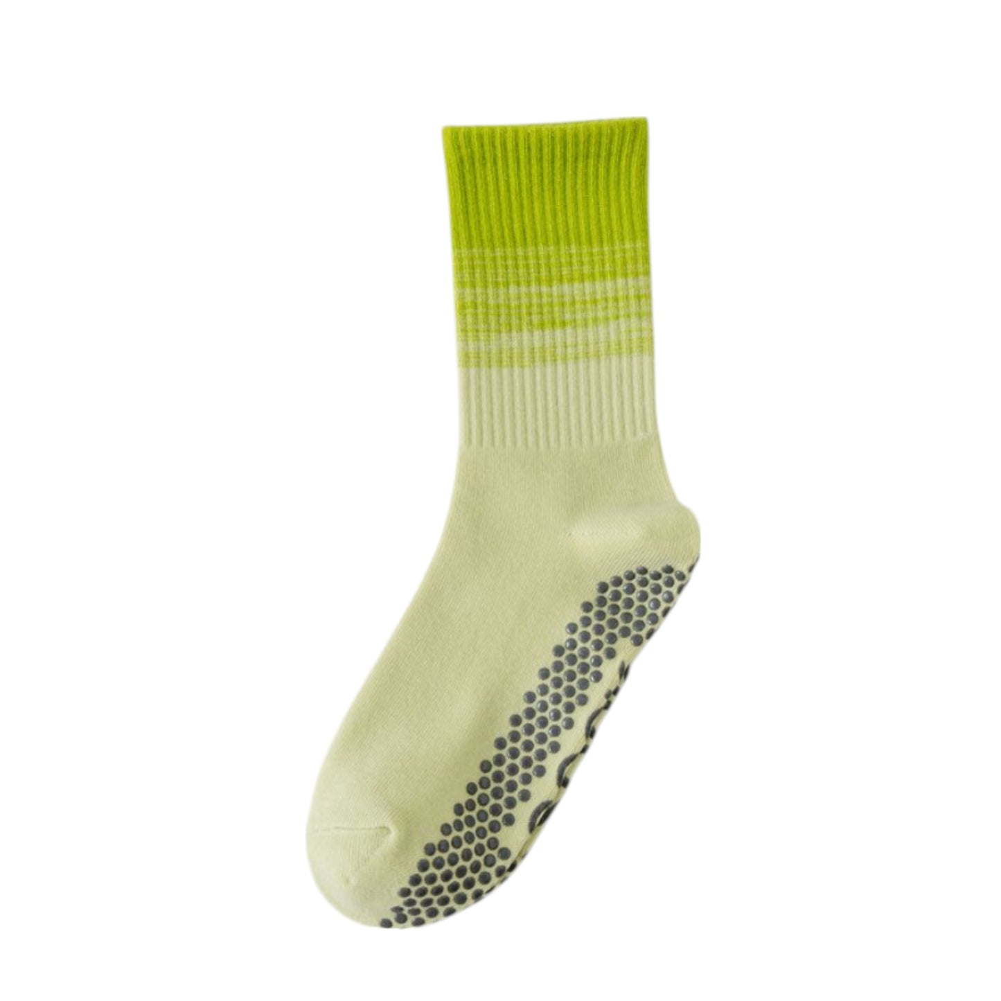 Women's Gradient Ribbed Crew Socks with Non-Slip Grip Bottom for Indoor or Studio Use