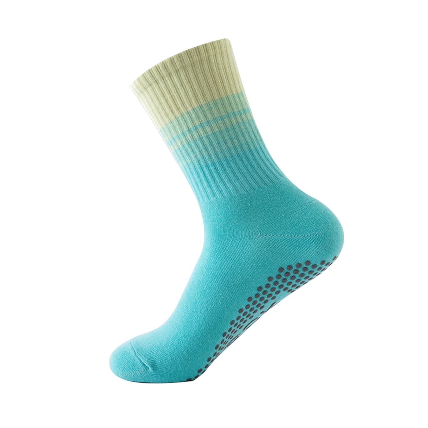 Women's Gradient Ribbed Crew Socks with Non-Slip Grip Bottom for Indoor or Studio Use