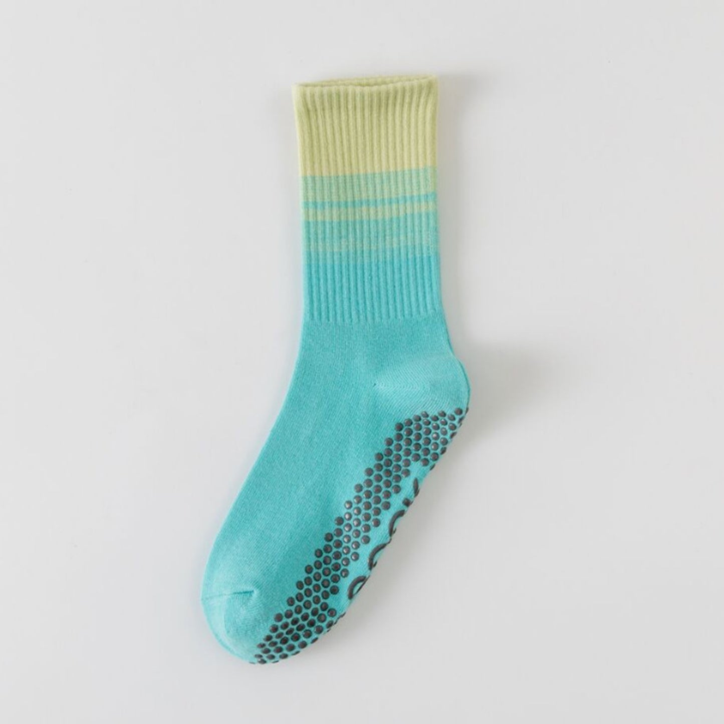 Women's Gradient Ribbed Crew Socks with Non-Slip Grip Bottom for Indoor or Studio Use