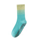 Women's Gradient Ribbed Crew Socks with Non-Slip Grip Bottom for Indoor or Studio Use
