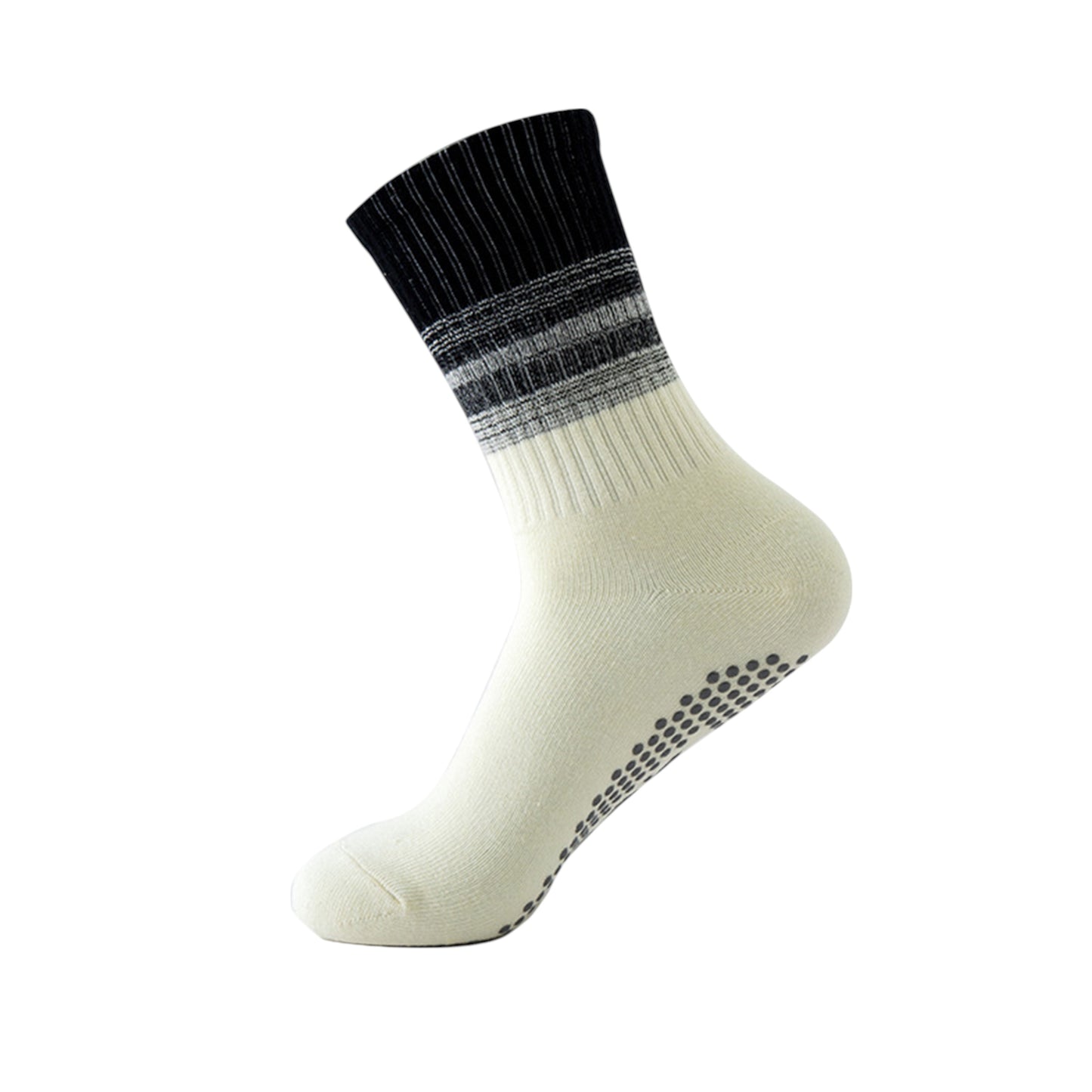 Women's Gradient Ribbed Crew Socks with Non-Slip Grip Bottom for Indoor or Studio Use
