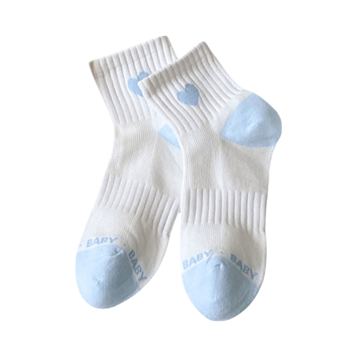 Women's Ribbed Ankle Socks with Contrast Toe and Heart Detail for Everyday Casual Wear