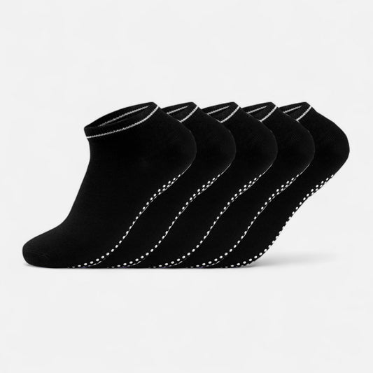 5-Pack Ankle Grip Socks with Non-Slip Soles for Everyday Indoor Comfort