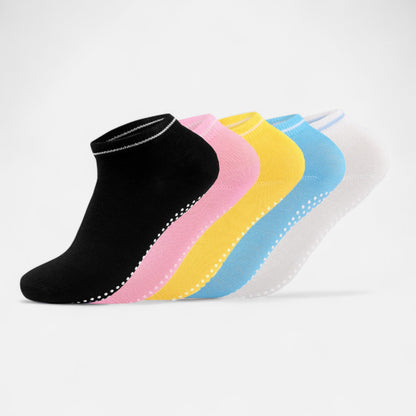 5-Pack Ankle Grip Socks with Non-Slip Soles for Everyday Indoor Comfort