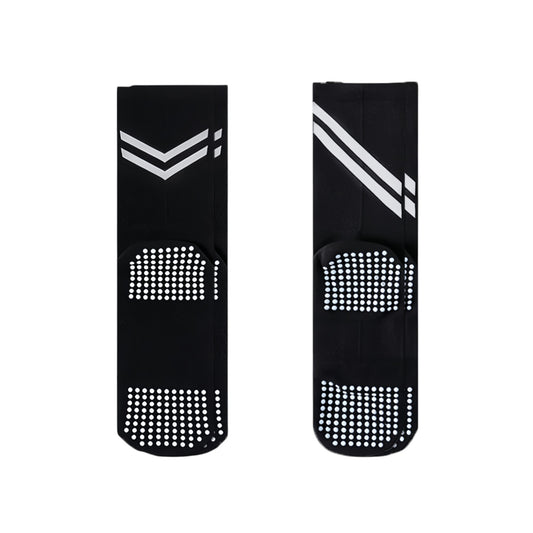 Performance Crew Socks with Non-Slip Grip Soles and Reflective Stripe Accents for Athletic Training