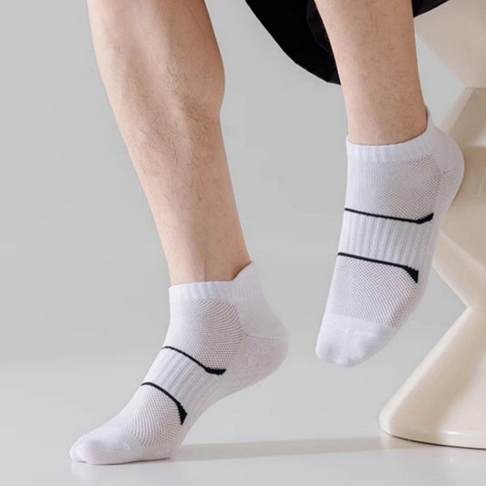 Men's Cushioned Low Cut Grip Socks 5-Pack with Arch Support and Breathable Mesh Panels