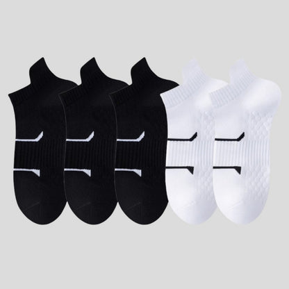 Men's Cushioned Low Cut Grip Socks 5-Pack with Arch Support and Breathable Mesh Panels