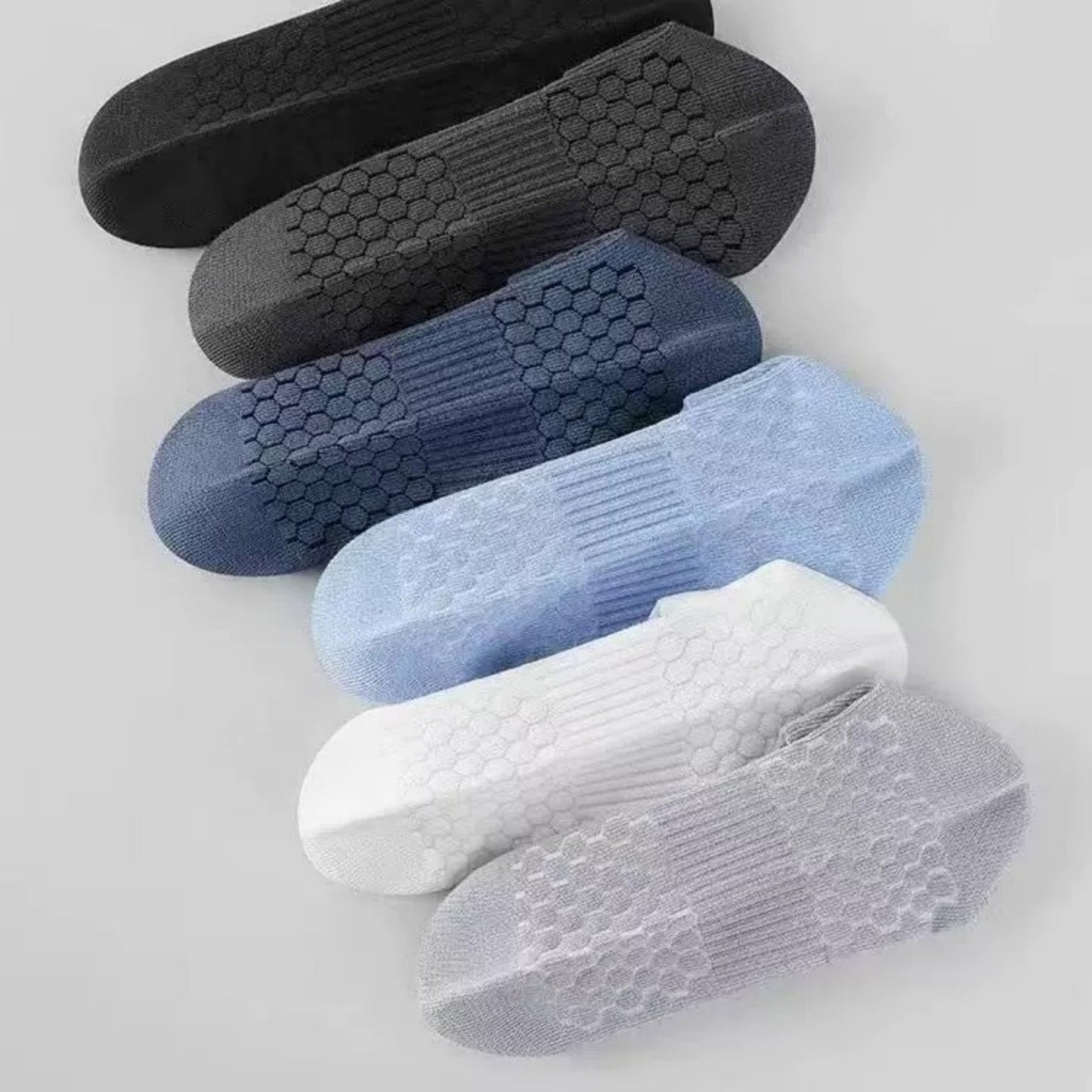 Men's Cushioned Low Cut Grip Socks 5-Pack with Arch Support and Breathable Mesh Panels
