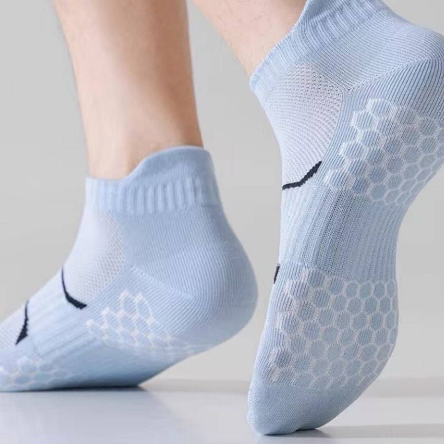Men's Cushioned Low Cut Grip Socks 5-Pack with Arch Support and Breathable Mesh Panels