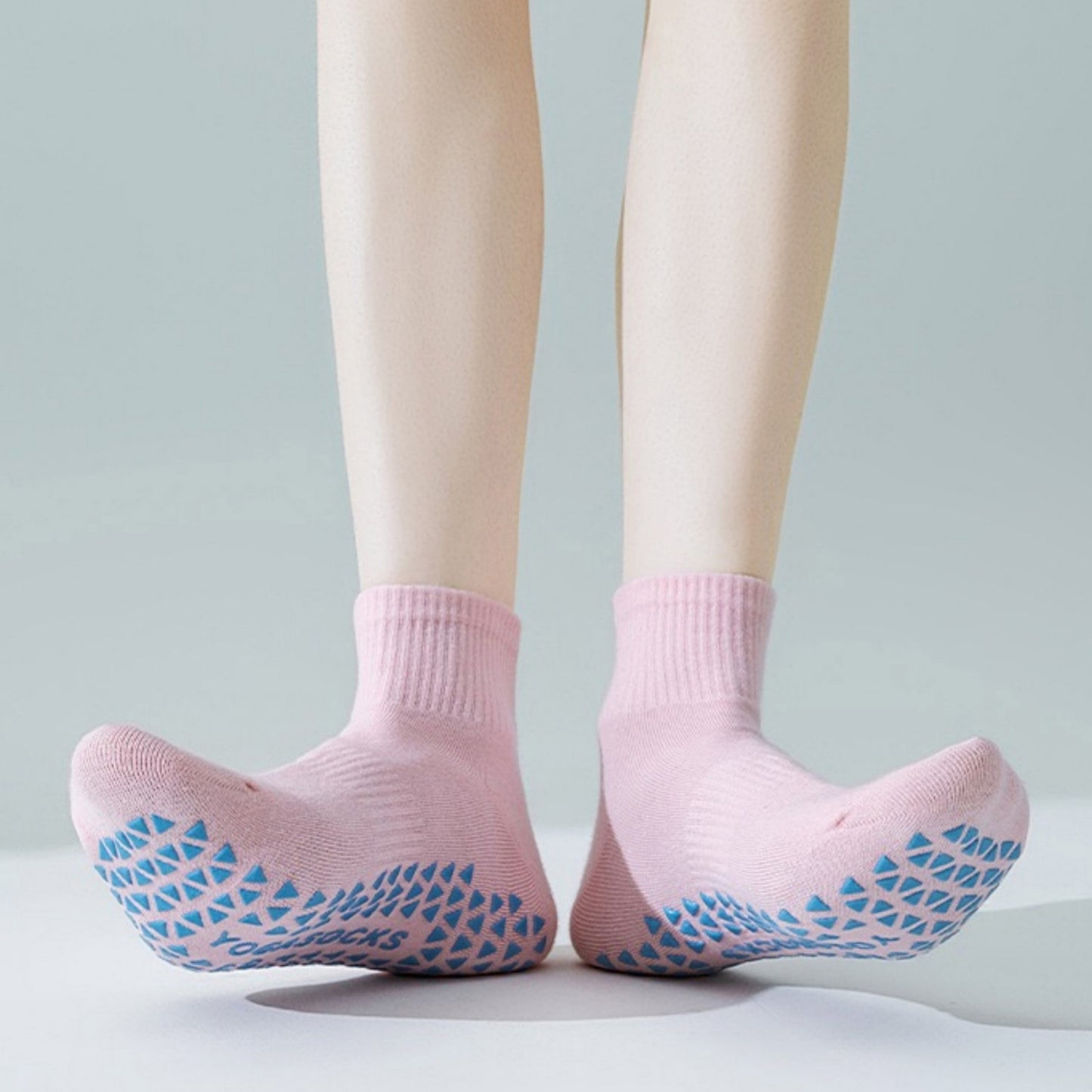 Grip Ankle Socks 3-Pack with Heart Embroidery and Anti-Slip Soles for Yoga and Indoor Use