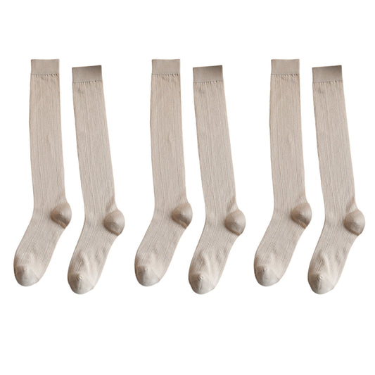 3-Pack Knee-High Ribbed Socks with Soft Stretch Knit Fabric and Lightweight Everyday Comfort