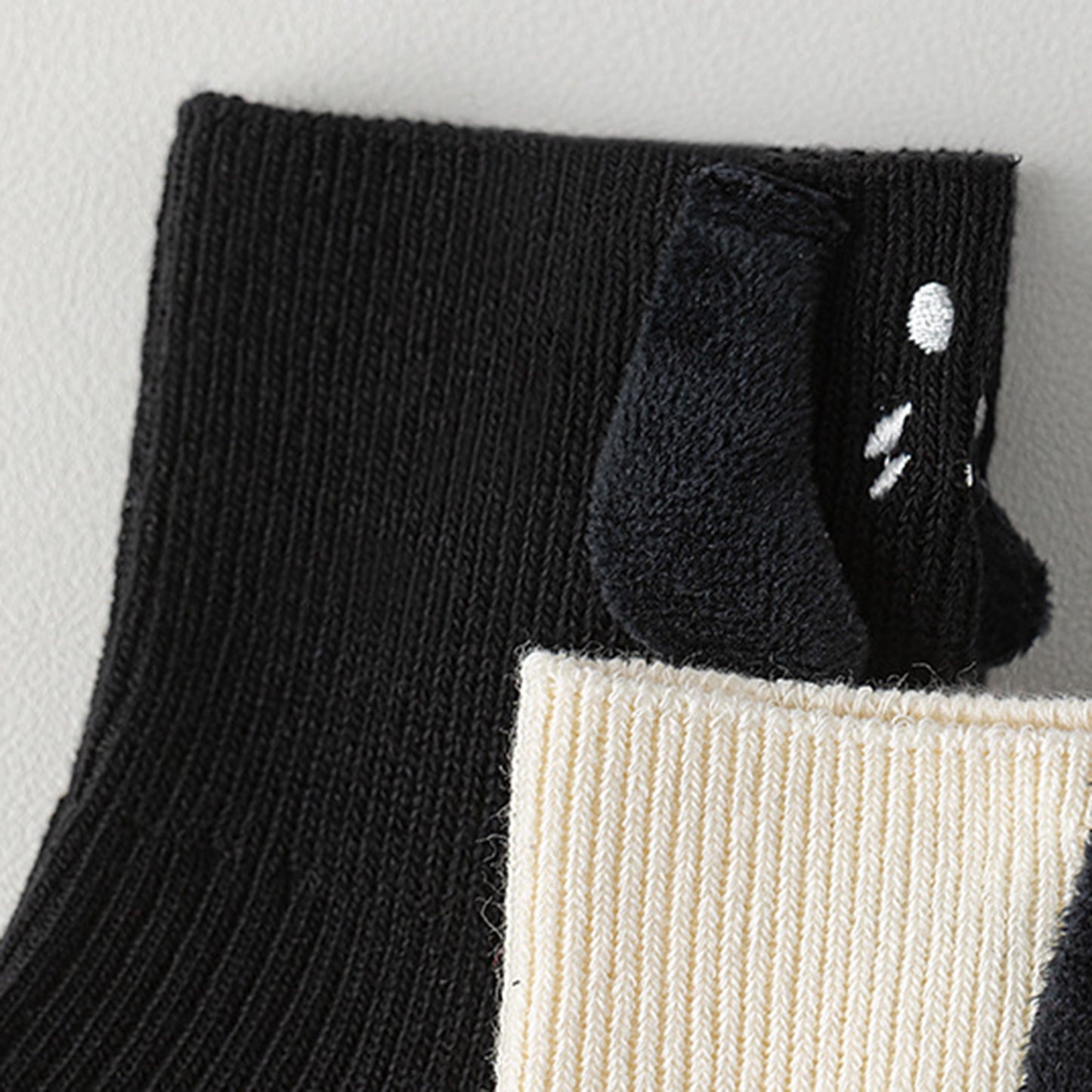 Women's White Ribbed Ankle Socks with 3D Puppy Ear Detail and Embroidered Dog Face for Fun Everyday Style
