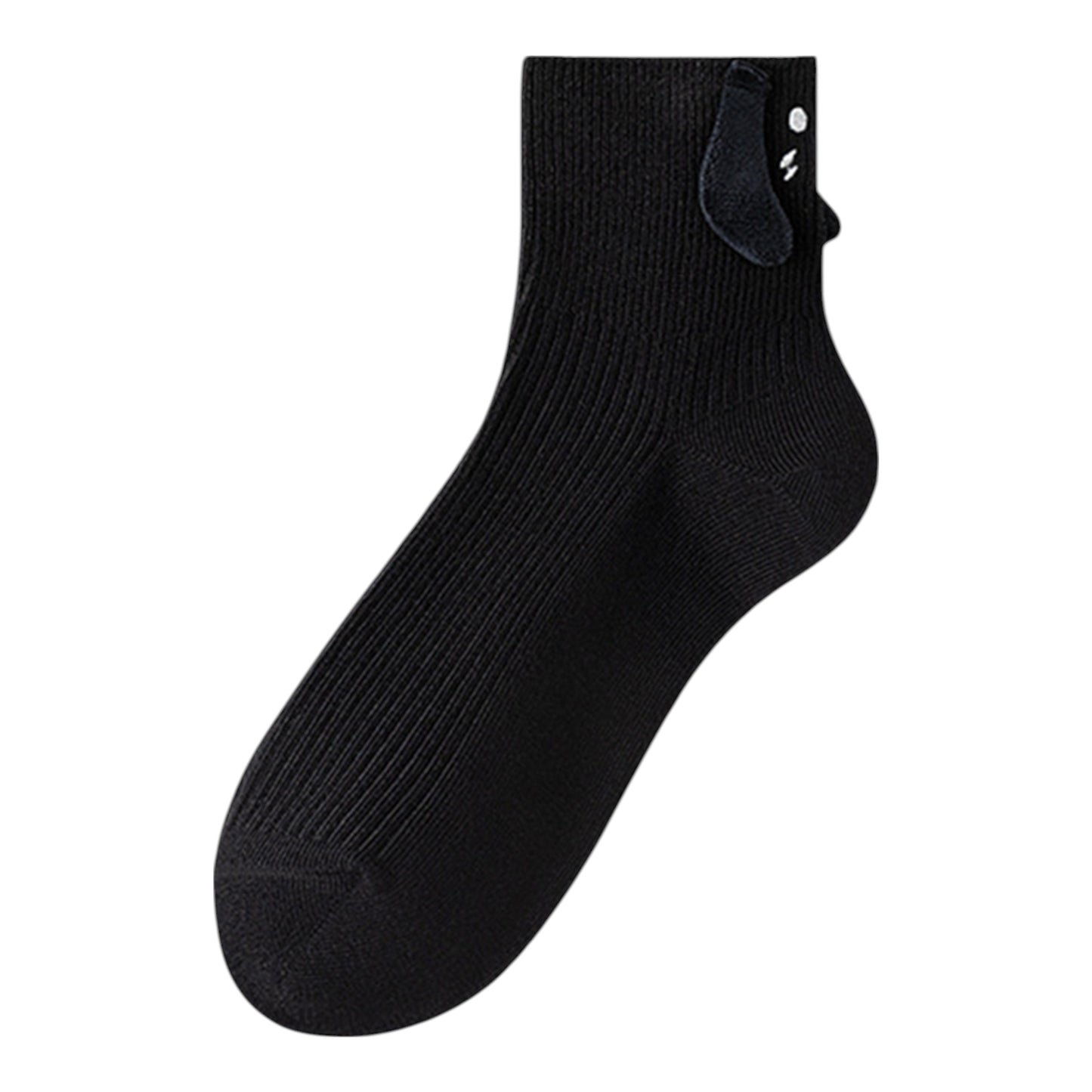 Women's White Ribbed Ankle Socks with 3D Puppy Ear Detail and Embroidered Dog Face for Fun Everyday Style