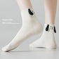 Women's White Ribbed Ankle Socks with 3D Puppy Ear Detail and Embroidered Dog Face for Fun Everyday Style