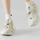 Women's White Ribbed Ankle Socks with 3D Puppy Ear Detail and Embroidered Dog Face for Fun Everyday Style
