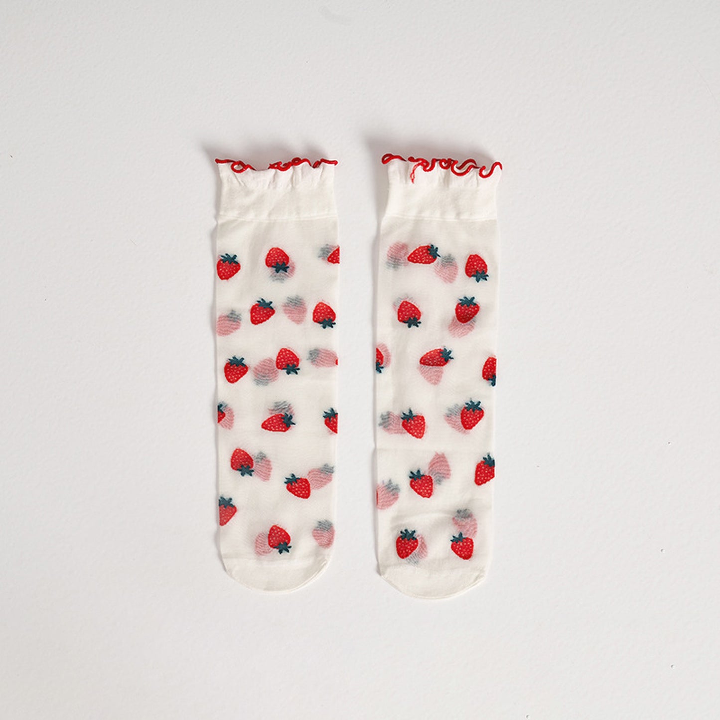 Sheer Floral Patterned Ankle Socks with Ruffle Cuff 6pk