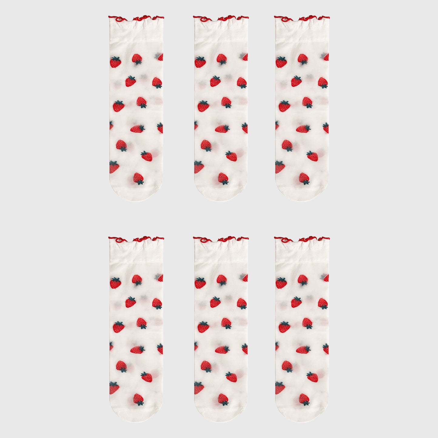 Sheer Floral Patterned Ankle Socks with Ruffle Cuff 6pk