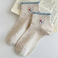 Cute Bear Embroidered Speckled Ankle Socks 6pk