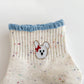Cute Bear Embroidered Speckled Ankle Socks 6pk