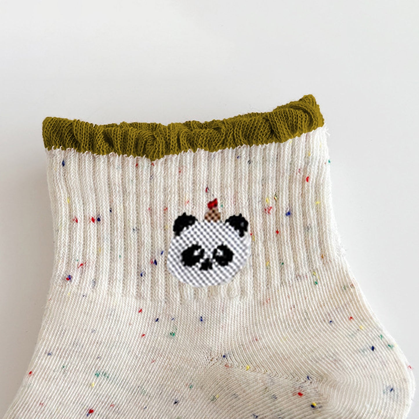 Cute Bear Embroidered Speckled Ankle Socks 6pk