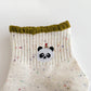 Cute Bear Embroidered Speckled Ankle Socks 6pk