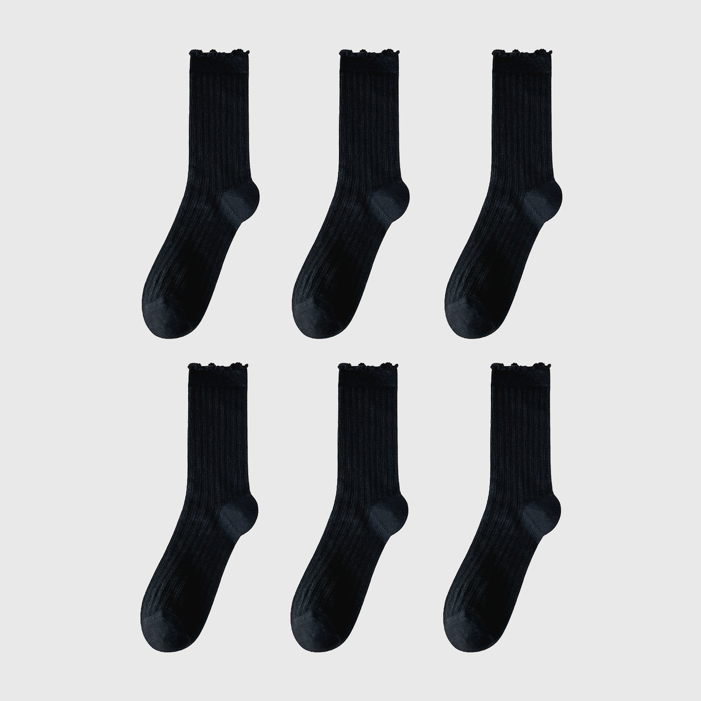 Sheer Ruffle-Trimmed Ankle Socks 6pk