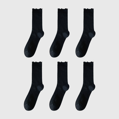 Sheer Ruffle-Trimmed Ankle Socks 6pk