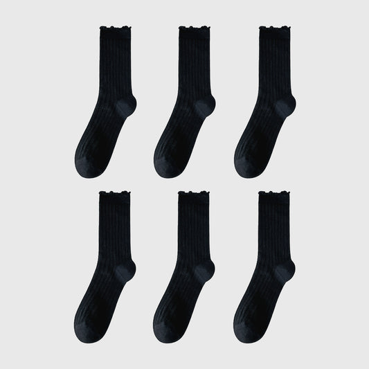 Sheer Ruffle-Trimmed Ankle Socks 6pk